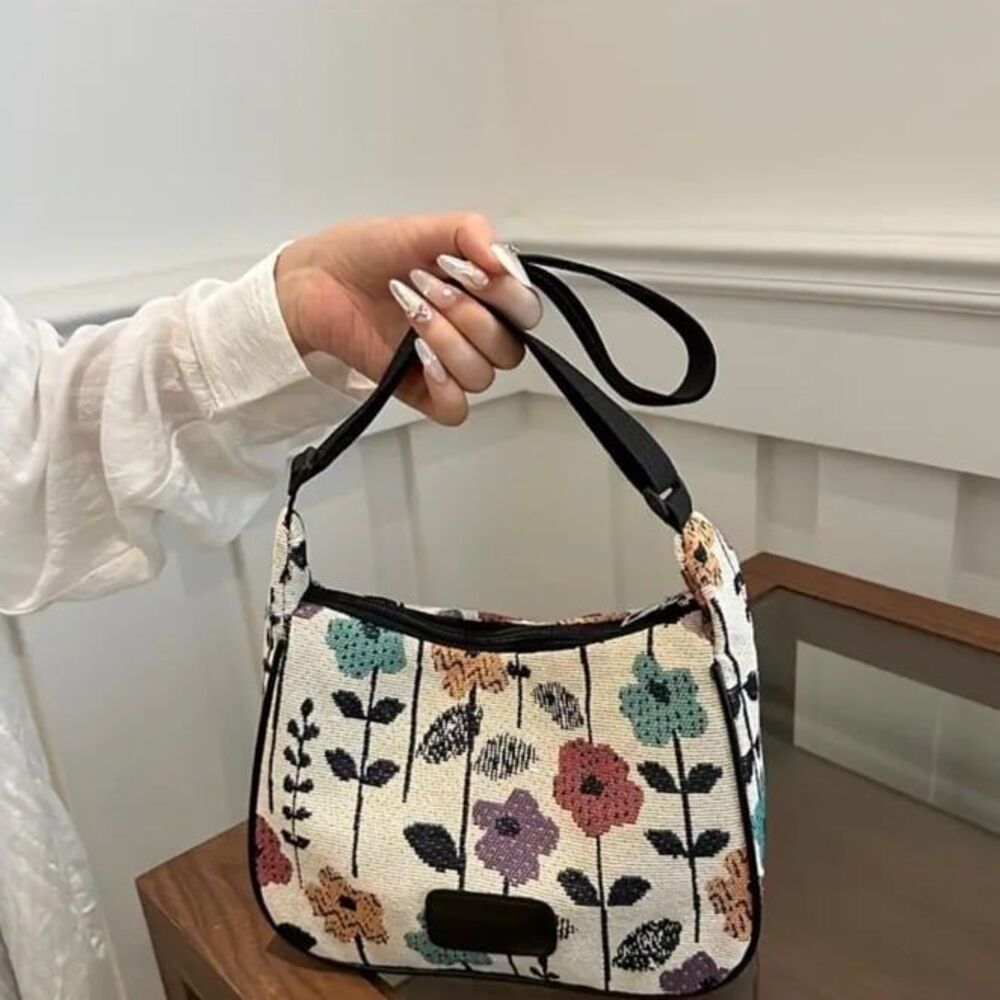 Chic Floral Tote Bag / Crossbody for Women Casual & Artistic, Adjustable Strap